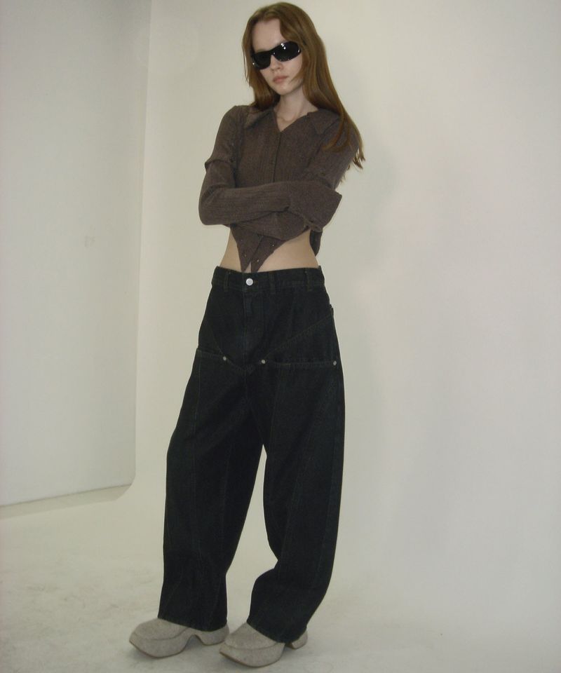 COLOR BLEACH WIDE DENIM PANTS