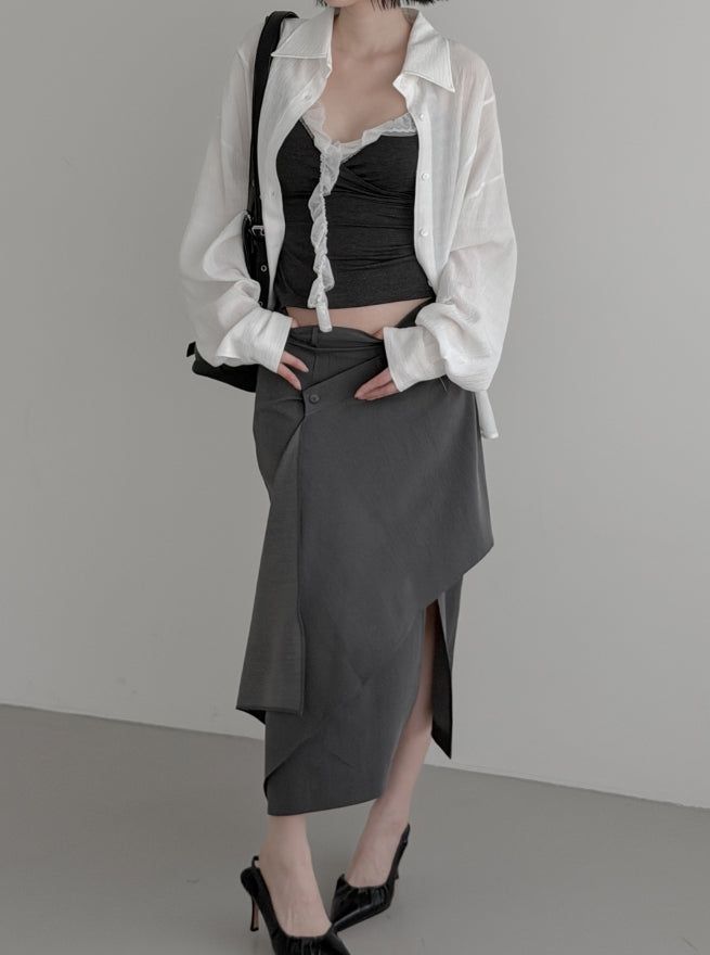 Frill Lace Wrap Slim Sleeveless