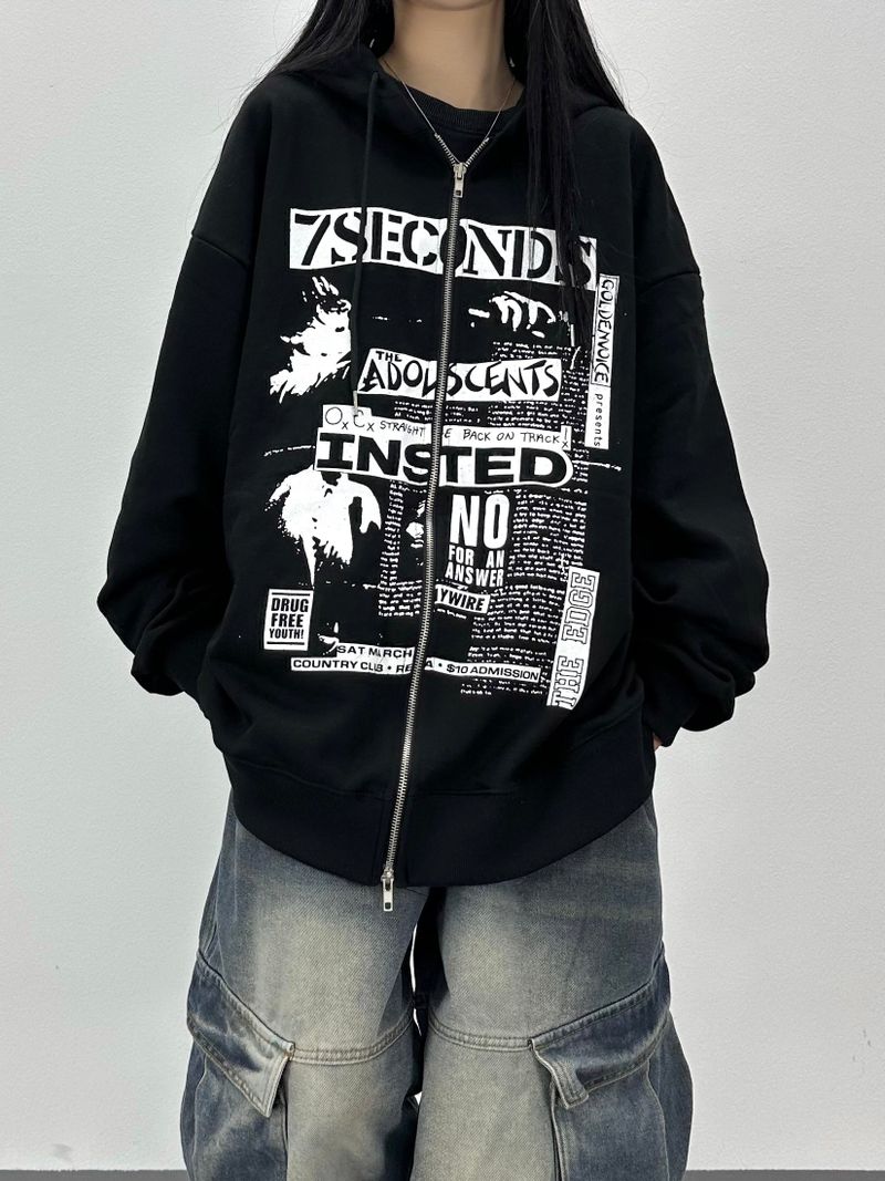 toon hooded zip-up