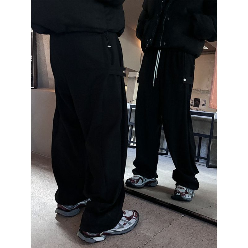 [Unisex] Side strap wide sweat pants(4color)