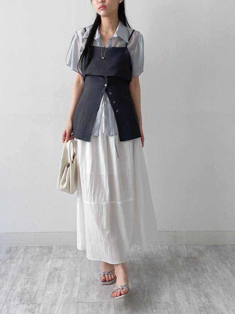 Juicy Nylon Flare Long Skirt