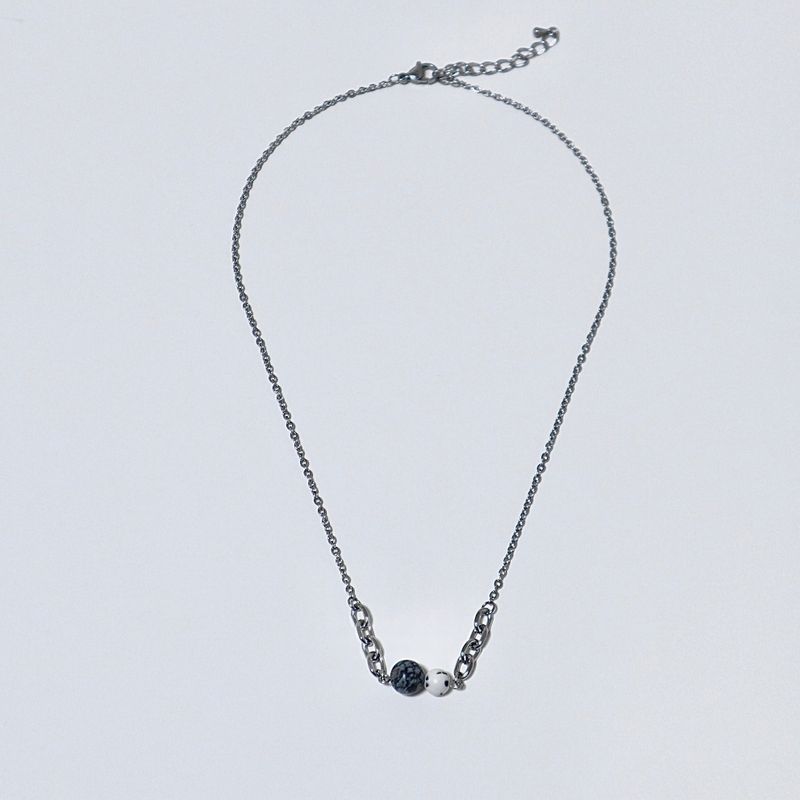 Black printed marble necklace