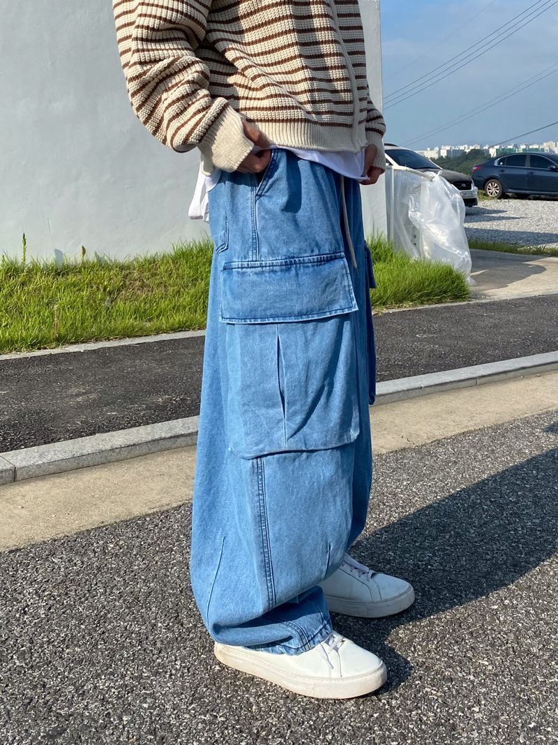 Big Pocket Balloon Cargo Denim Pants 2C