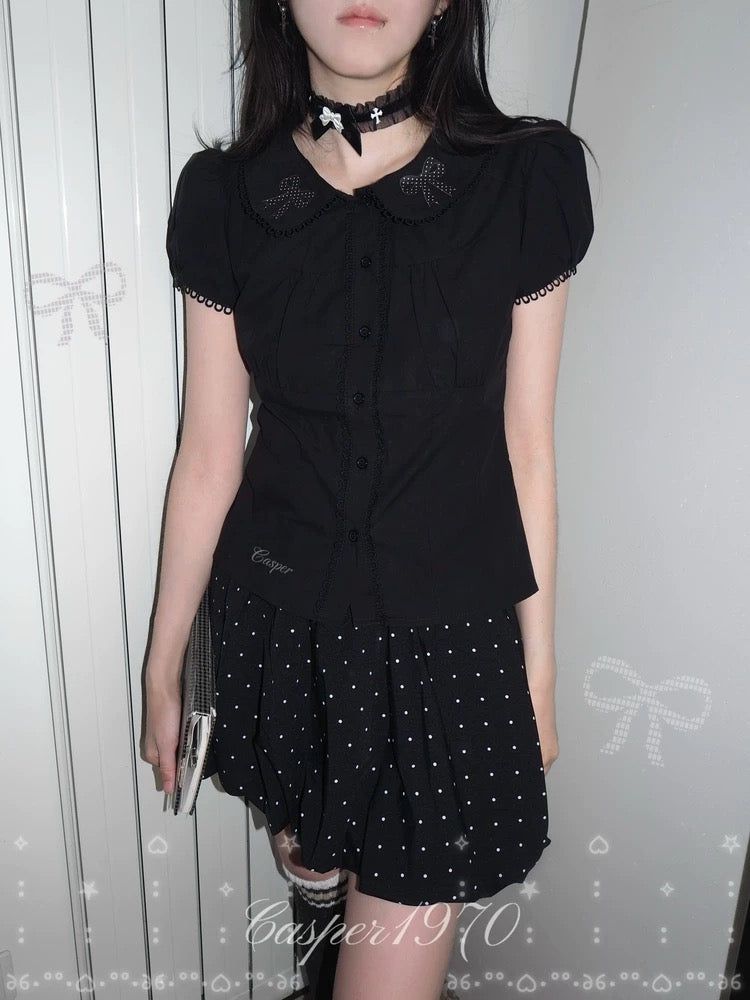 Black Puff Sleeve Blouse