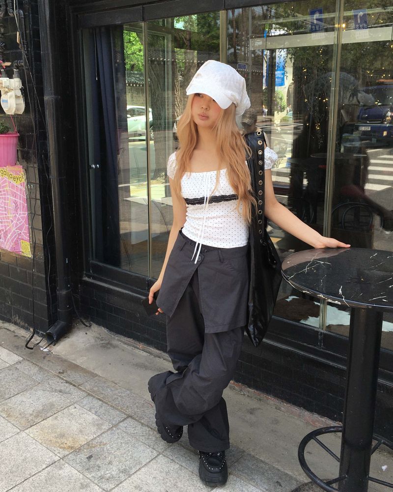 Pintuck skirt pants
