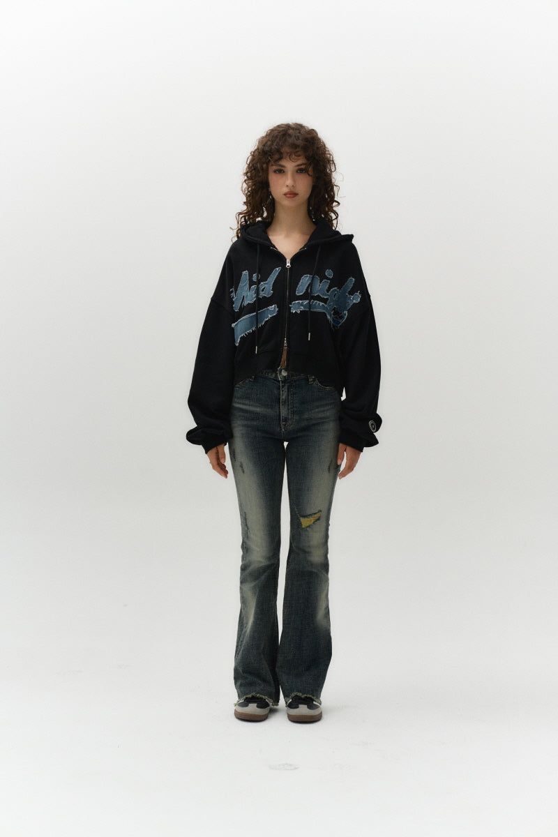 damage hood zip up (black)