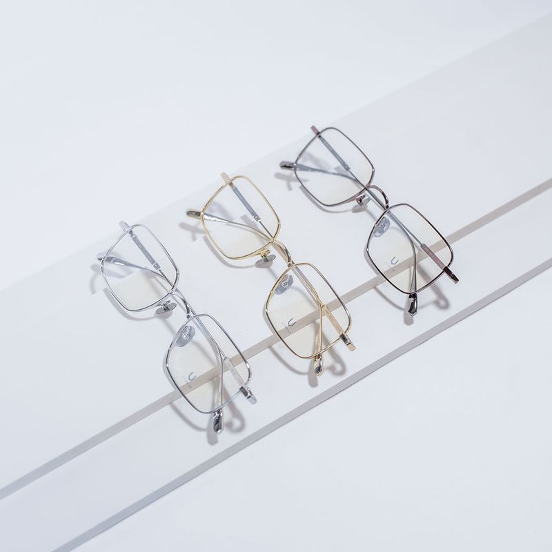 Knouun Square titanium glasses CODE. 102. D Silver