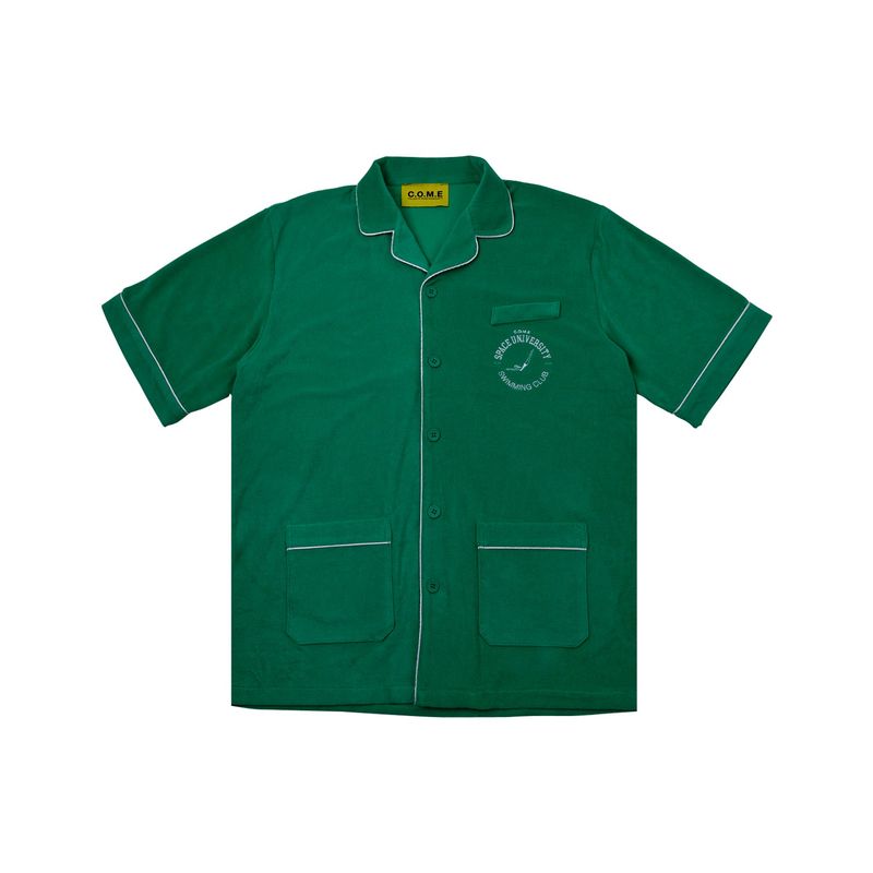 C.O.M.E（シーオーエムイー）の「[UNISEX] Piped Terry Short-Sleeved Shirt (Green)（Tops）」