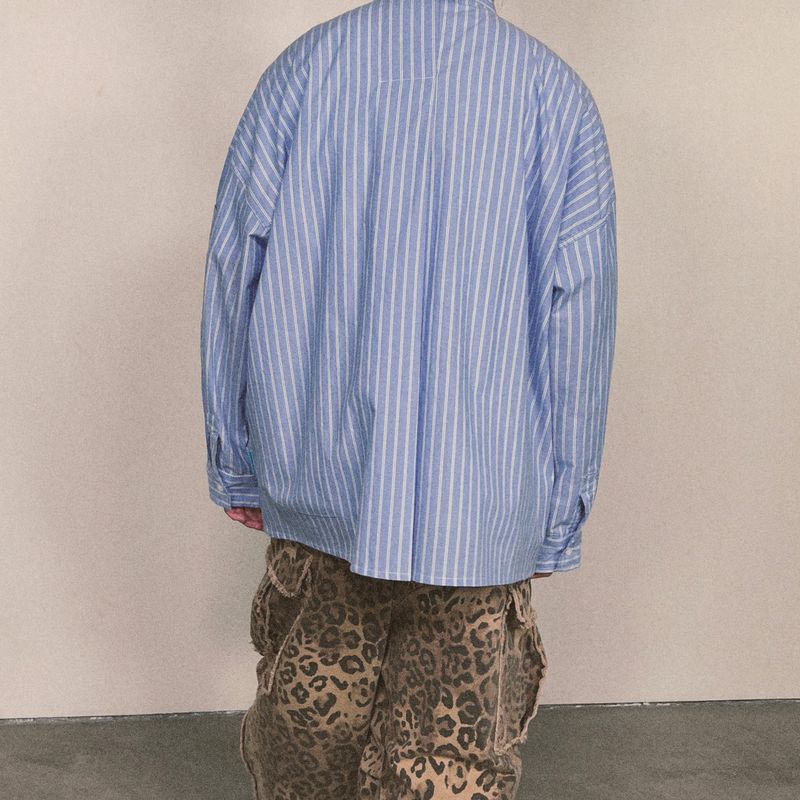offset stripe shirt_blue