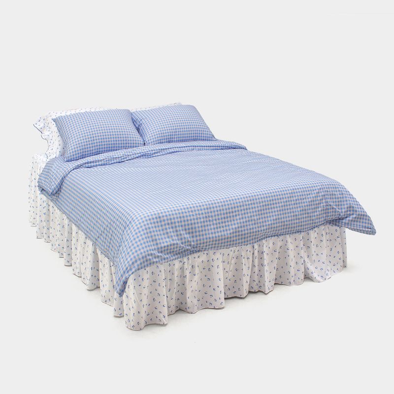 Dust-Free Gingham Check Duvet Cover - Q size