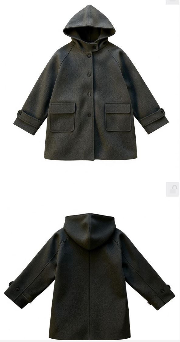 Half neck quilted wool half midi coat