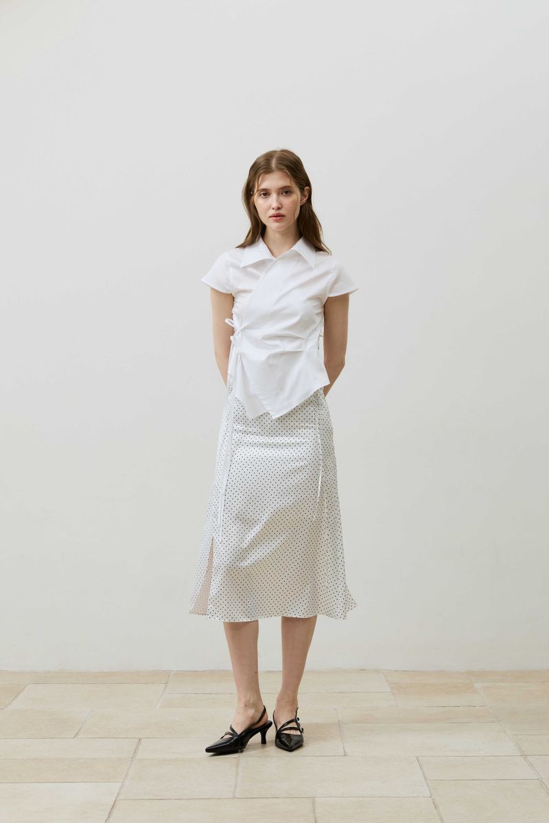 HALO WRAP CAP SLEEVE SHIRT / WHITE