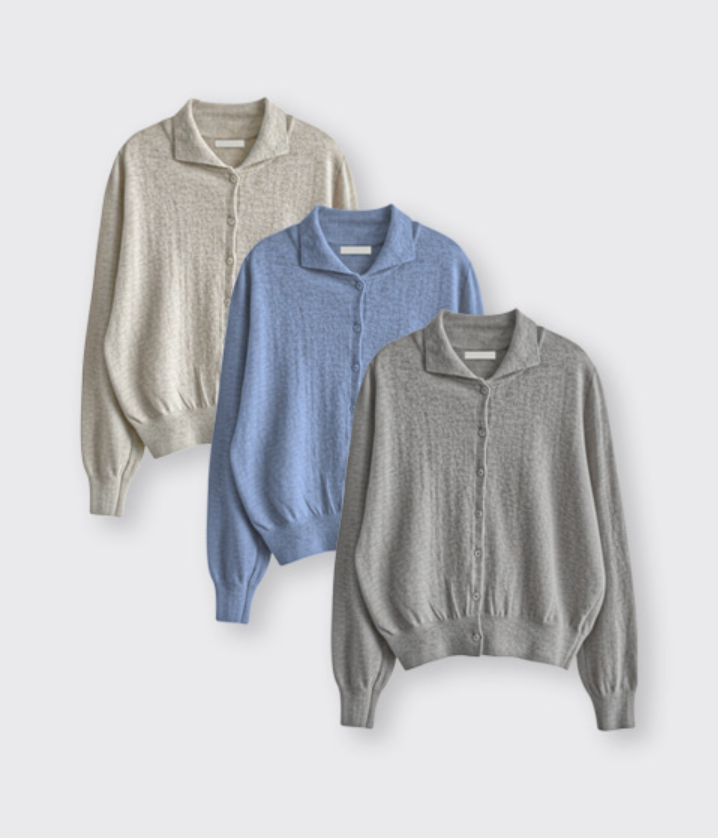 Clent Cashmere Collared Cardigan / 3 colors