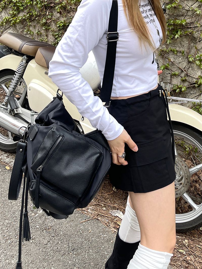 nylon low string mini skirt
