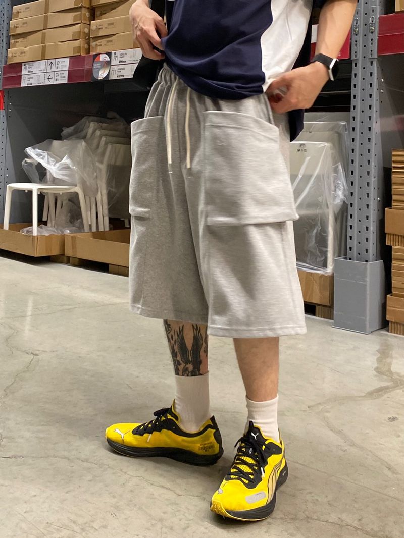 Double solid pocket half pants 3C