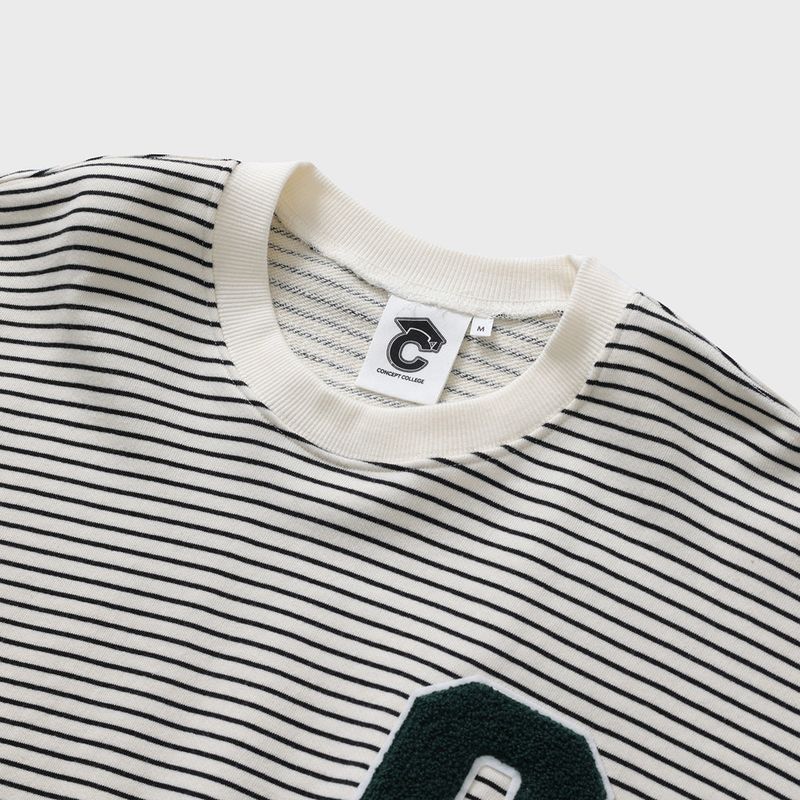 C patch Stripe Sweatshirt / Black [Unisex]