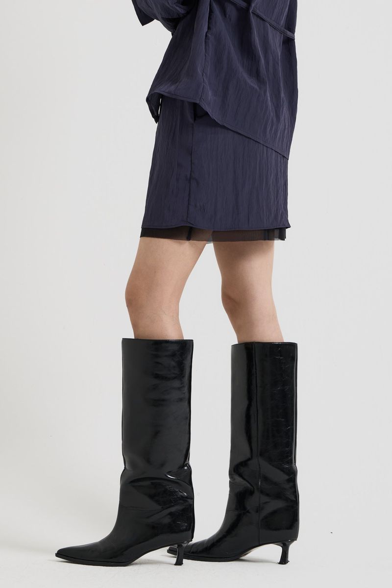Sheer Layered Mini Skirt, Charcoal