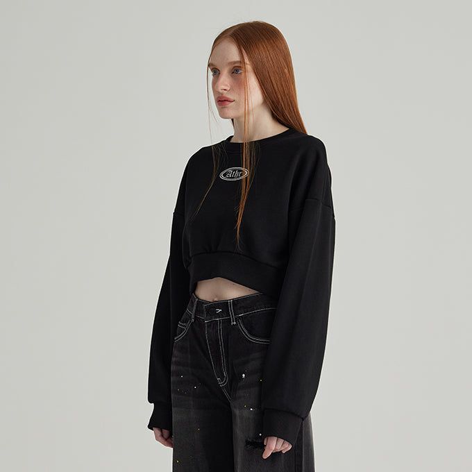 BLACK ATHR CROP SWEATSHIRT