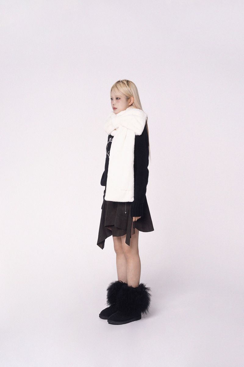 Ribbon Muffler_Fur ivory