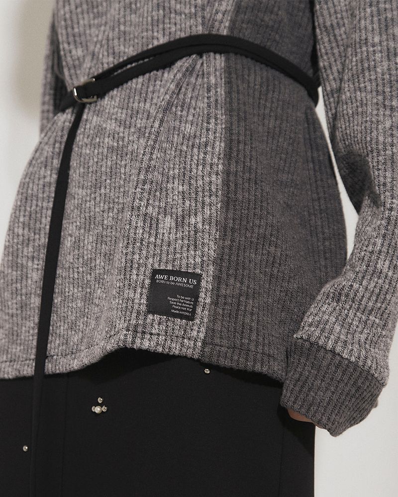 PANEL TURTLENECK PULLOVER [GRAY]