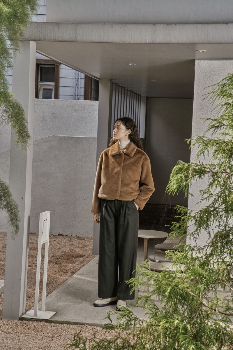 WOOL TWILL SETUP PANTS_DEEP KAHKI
