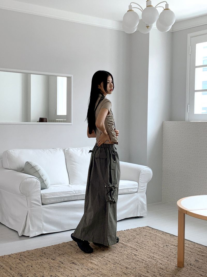 Pave gopchang pleated shirring two-way nylon short-sleeved jacket