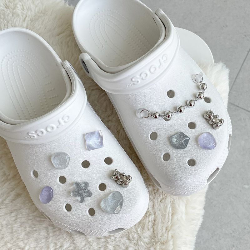 [made]purple&silver resin shoes charm set 
