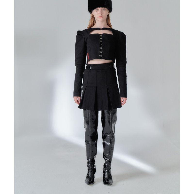 203-BUCKLE PLEATS SKIRT