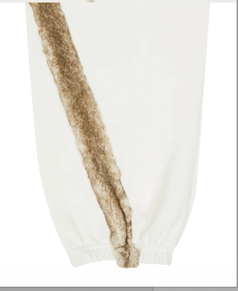 Side Fur Trim Sweatpants / Ivory