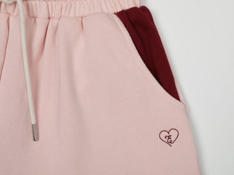 CONTRAST SLIT SHORT SWEATPANTS (PINK)