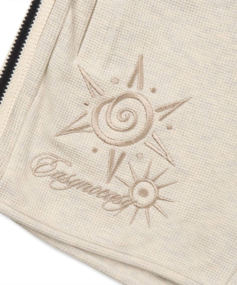 Embroidery Track Waffle Shorts - Cream