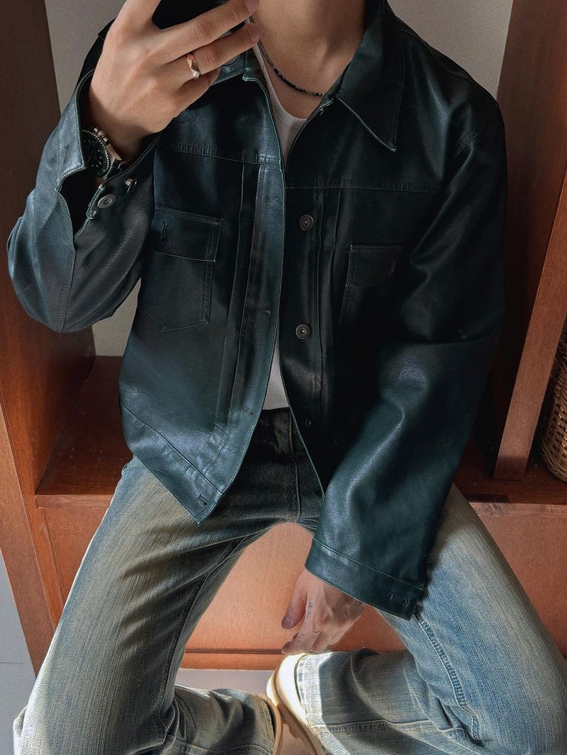 ASCLO Tracker Crop Leather Jacket (3color)