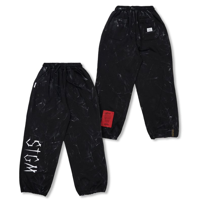 Dirty Washed Wide Jogger Pants Black / White