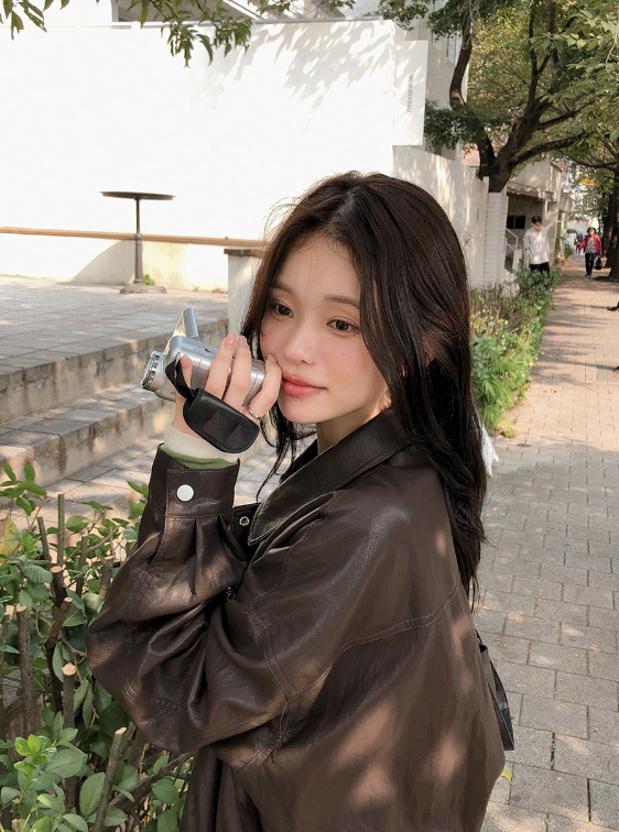 EW Collar Crop Leather Blouson (2color)