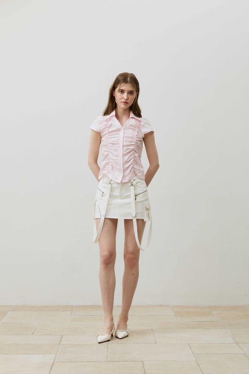 SYLPH SHIRRING SHIRT / PINK