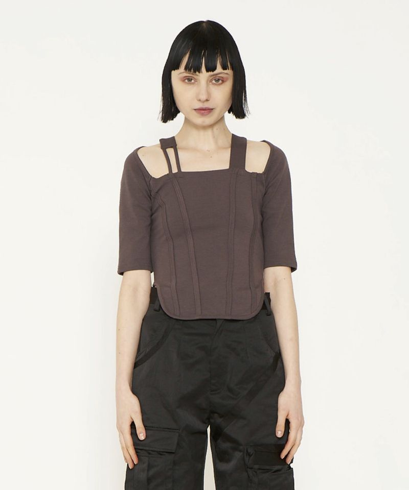VIAVANDA（ヴィアヴァンダ）の「SQUARE NECK TIGHT TOPS（Tops）」