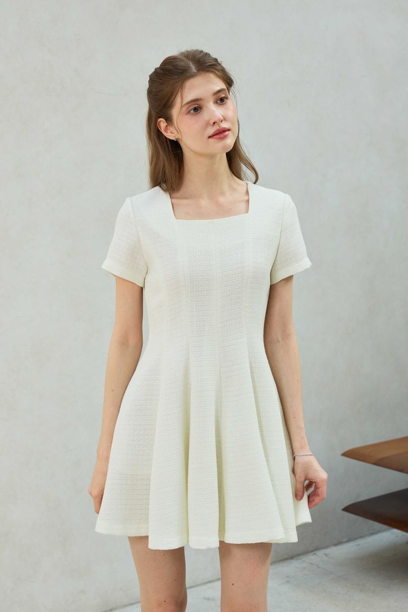 LANI TWEED DRESS / WHITE
