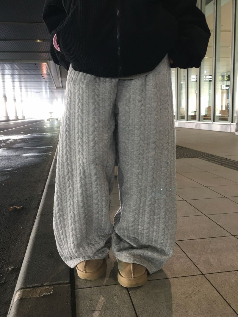 Mono Cable Quilted Wide Pants (4c)