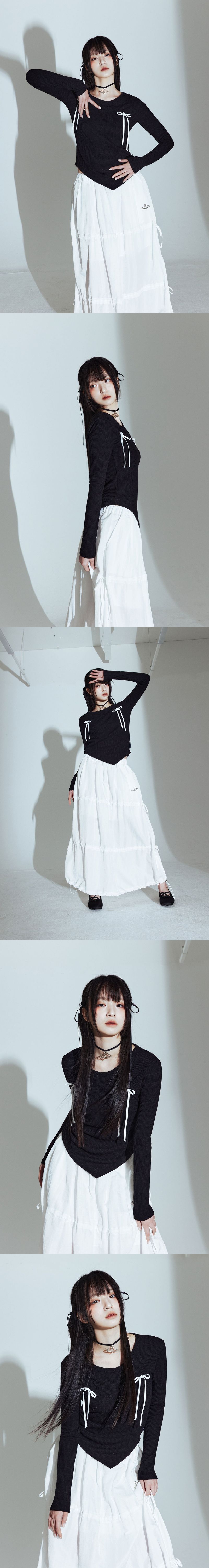 RIBBON T-SHIRT IN BLACK