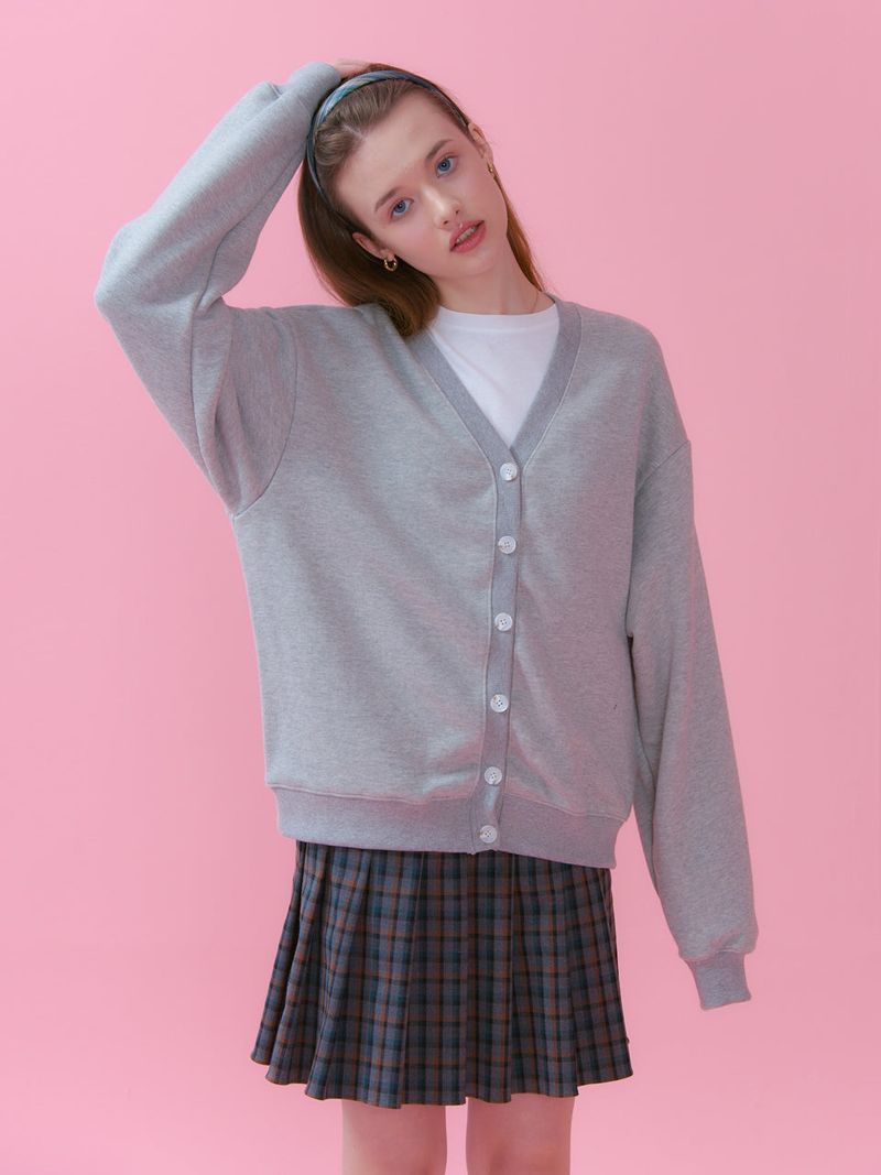 vem.ver(ベムバー)の「COTTON V NECK OVERFIT CARDIGAN_GREY()」