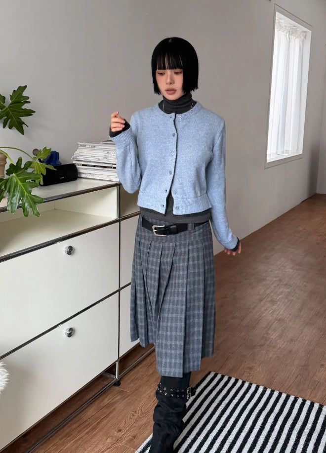 (WOOL) TWO-TONE LAYER CARDIGAN