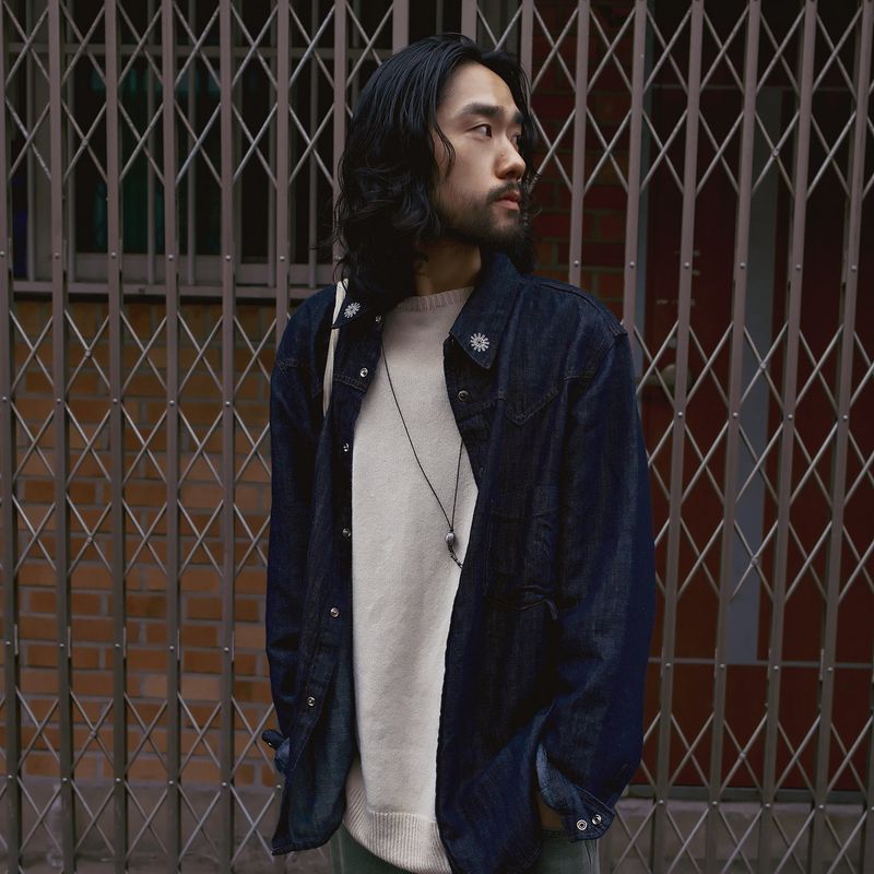 Western linen denim shirts / Dark indigo