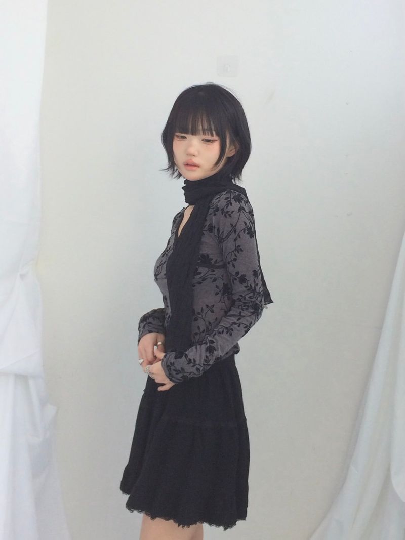 Floral cross-neck top