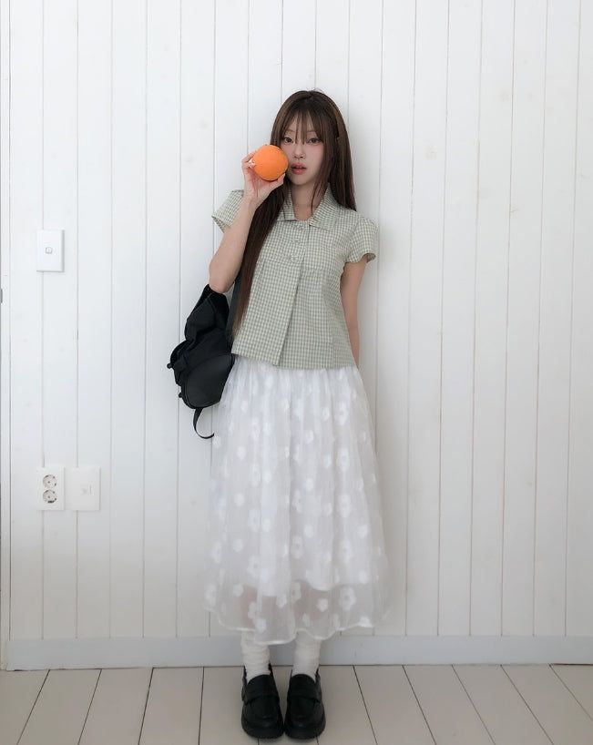 Linky Check Puff Blouse