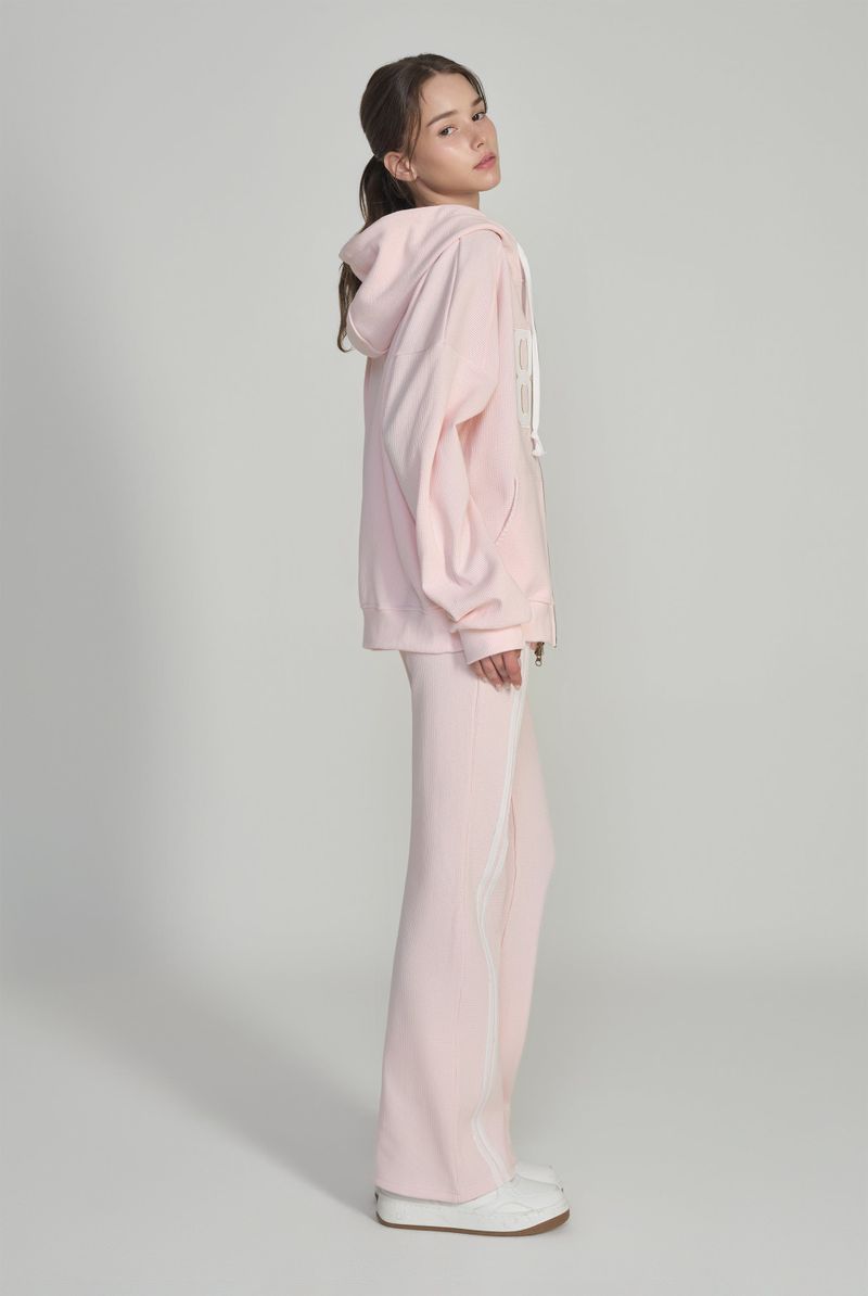 87 Waffle hooded zip-up, Pink
