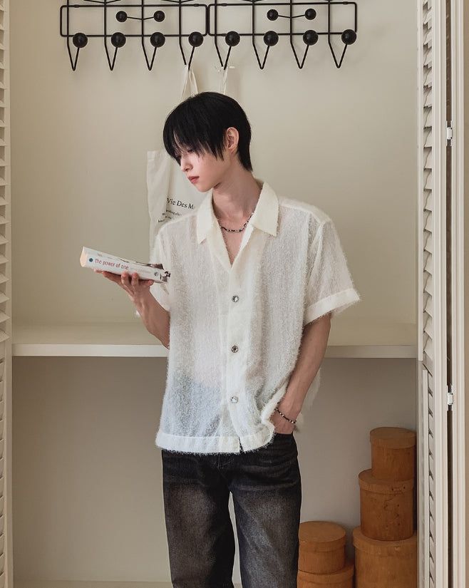Robin Hairy Collared Short Sleeve Cardigan