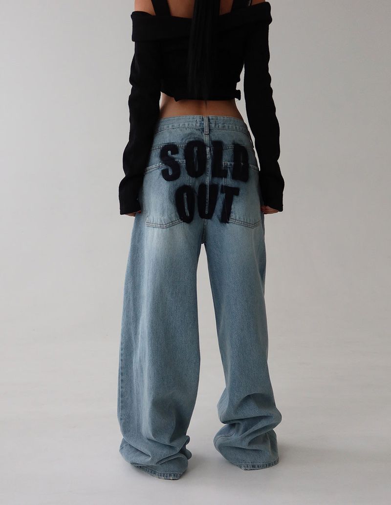 hip lettering wide jeans