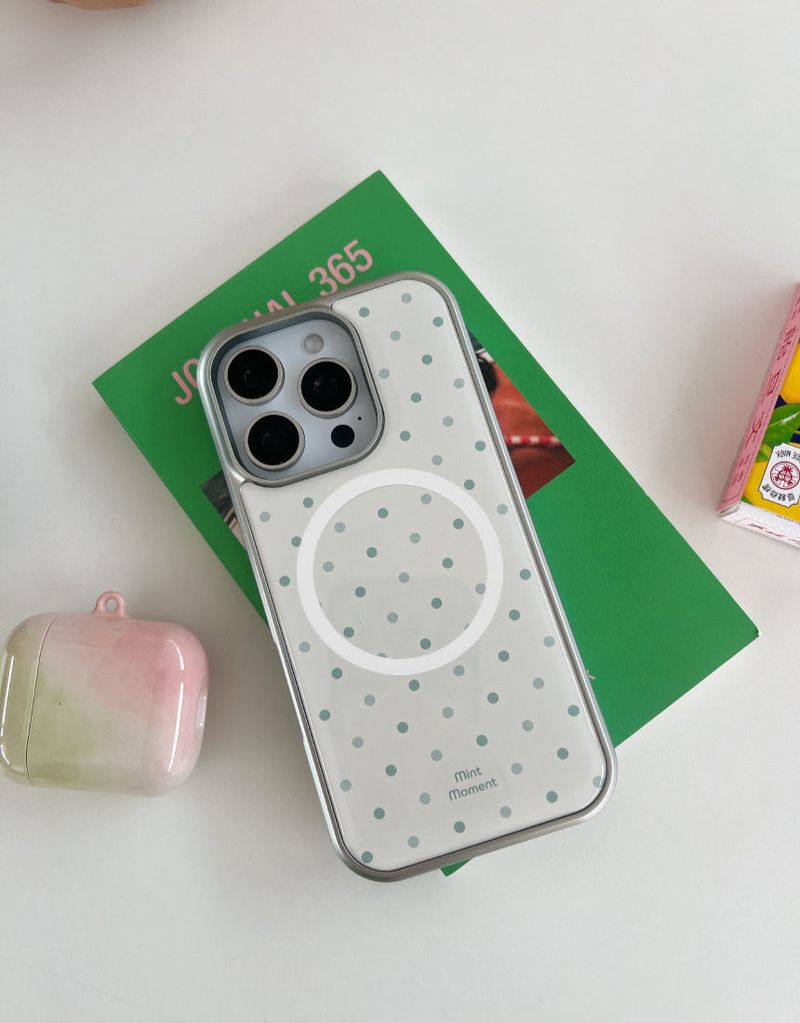 [MADE]ミントクリーム エポキシ シルバー MagSafe対応 iPhoneケース