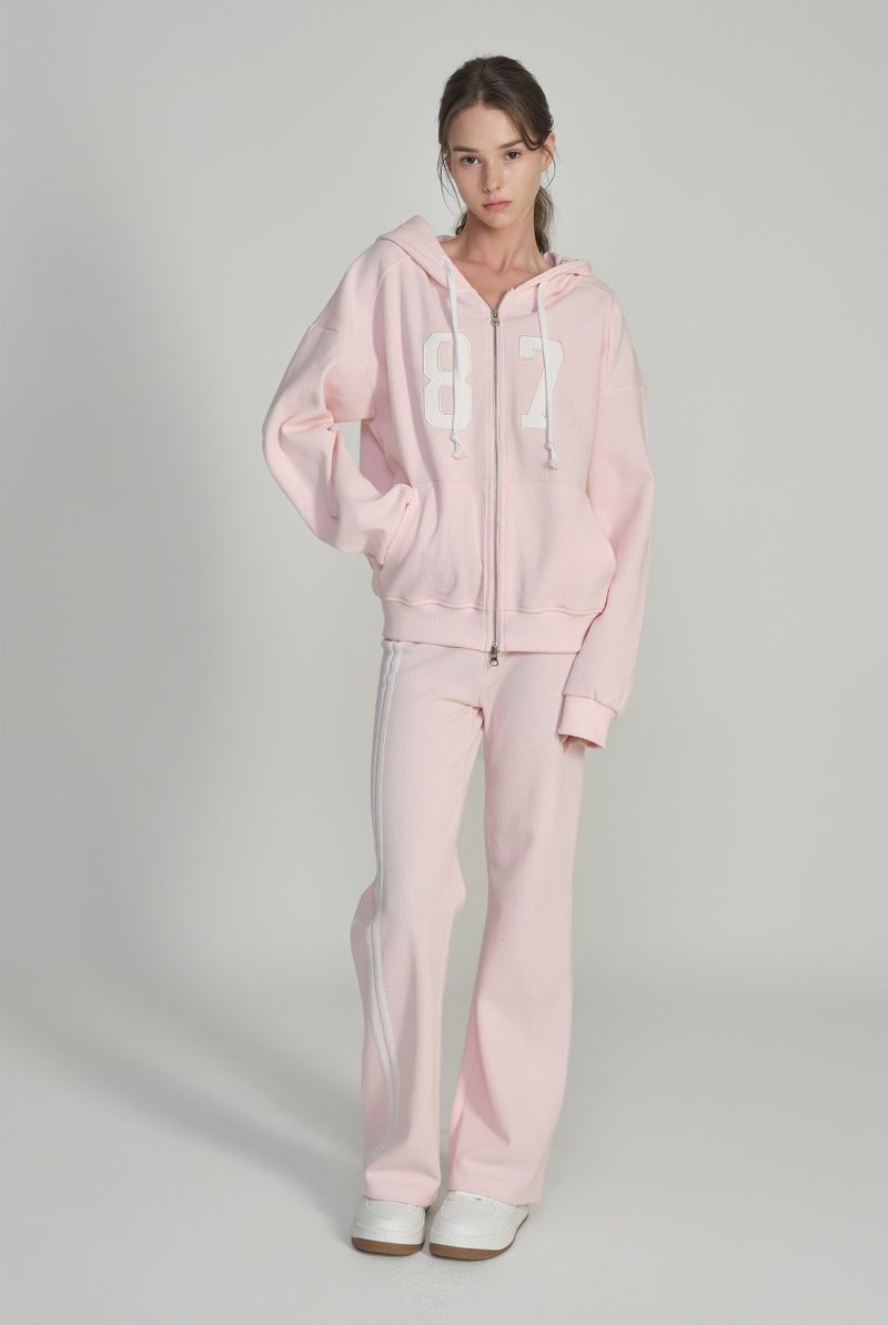 87 Waffle hooded zip-up, Pink