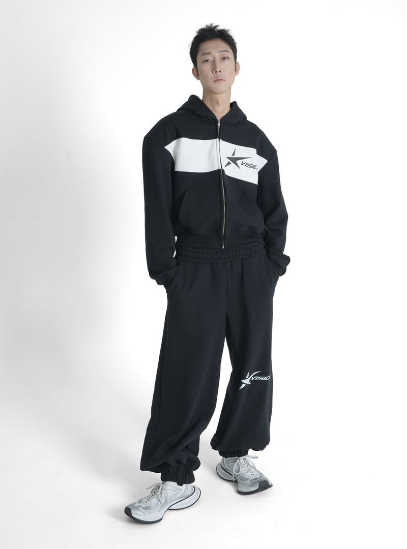 STAR LOGO HOODIE ZIP-UP BLACK